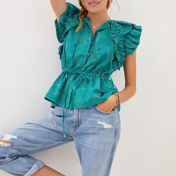Maeve Ruffled Buttondown Blouse - Picture 1 of 4
